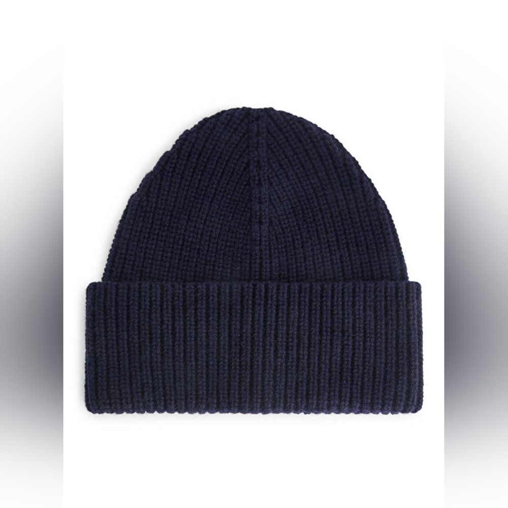 ARKET Beanie Made of Wool and Nylon Navy